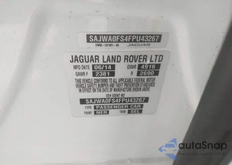 2015 Jaguar Xf 2.0T Premium z USA, uszkodzony, nr VIN SAJWA0FS4FPU43267